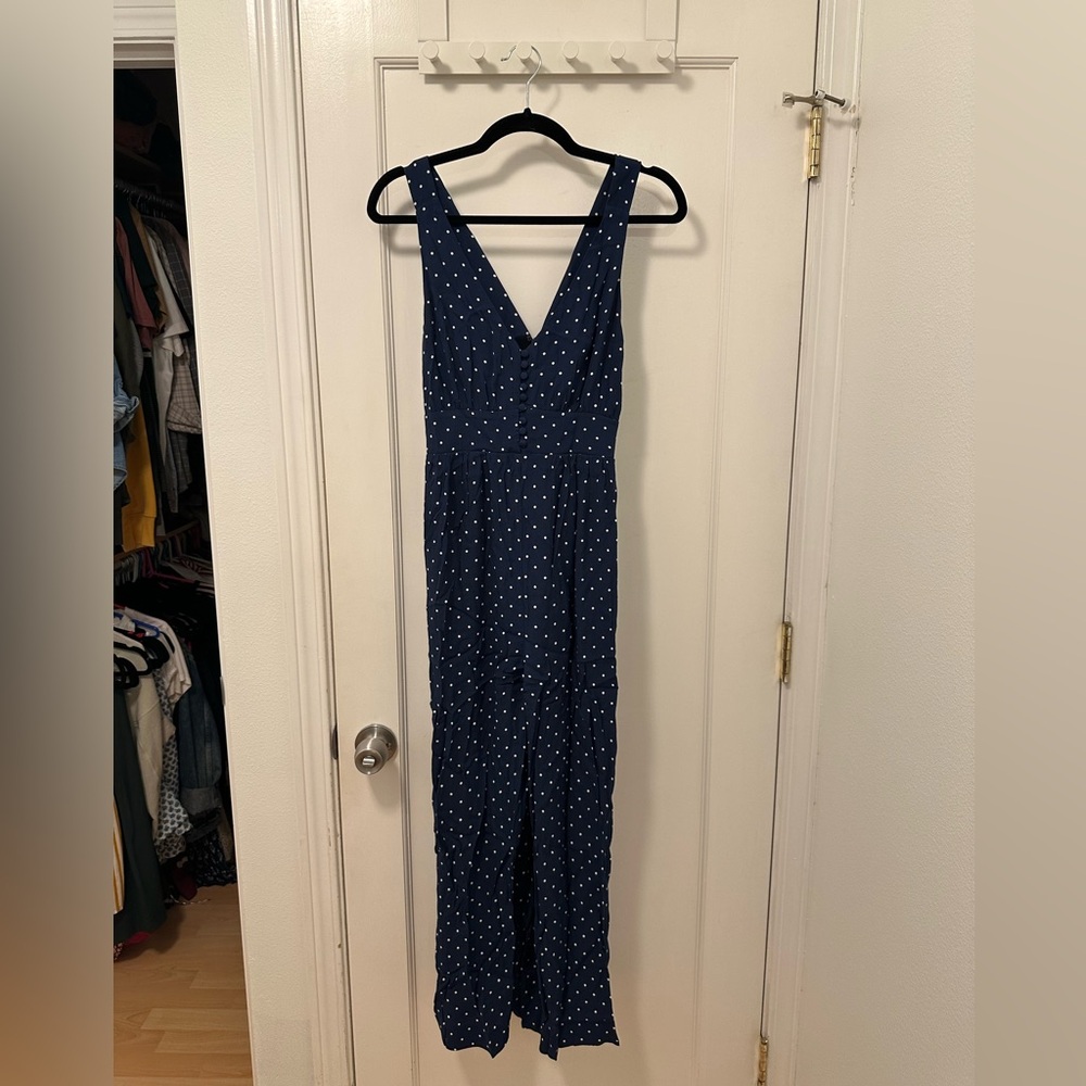 Madewell Navy Polka Dot Jumpsuit